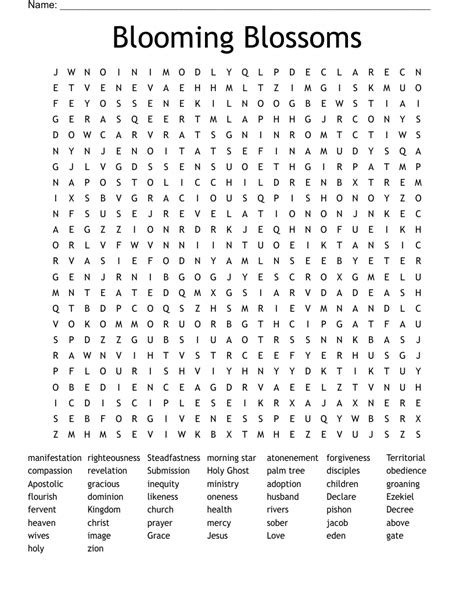 Blooming Blossoms Word Search - WordMint