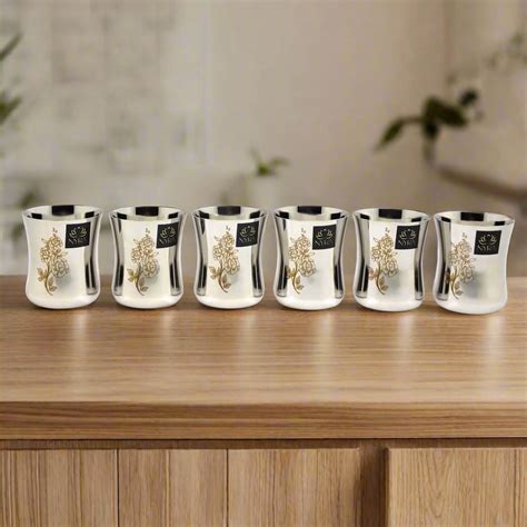 Stainless Steel Glass/Tumbler with Laser Floral Design – Set of 6 & 12 ...