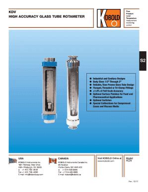Fillable Online KDV HIGH ACCURACY GLASS TUBE ROTAMETER - Kobold Fax ...