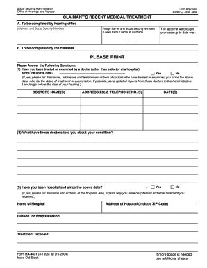 social security disability forms for doctors to fill out Templates ...