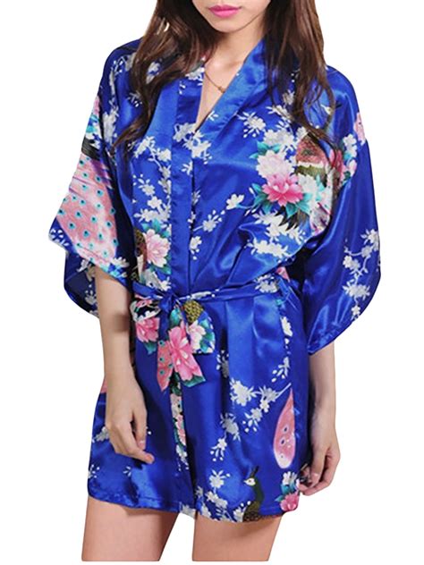 Womens Short Floral Silk Kimono Robes, Sizes 2 to 18, Bride and ...