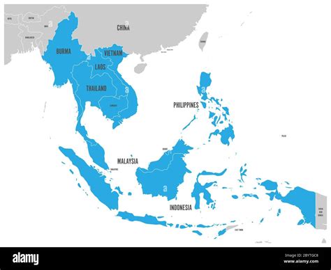 Vector Illustration Of 10 ASEAN Countries Map And Round, 52% OFF