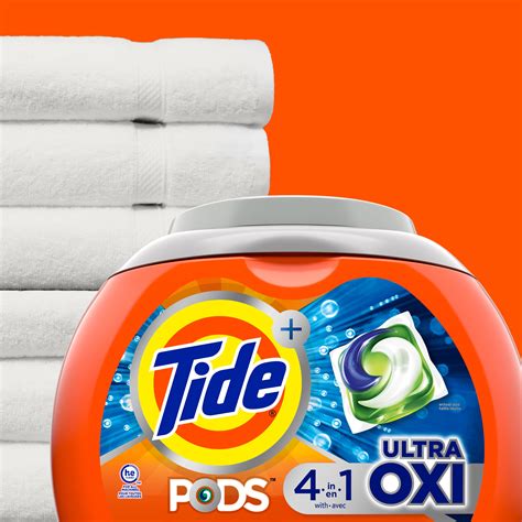 Tide PODS Liquid Laundry Detergent Pacs, 4-n-1 Ultra Oxi, HE Compatible 43 Count, Built in Pre ...
