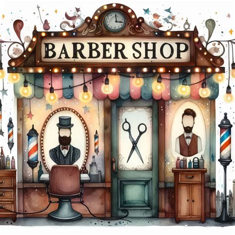 Barber Shop Clip Art 10 High Res Watercolor Jpgs Junk Journaling ...