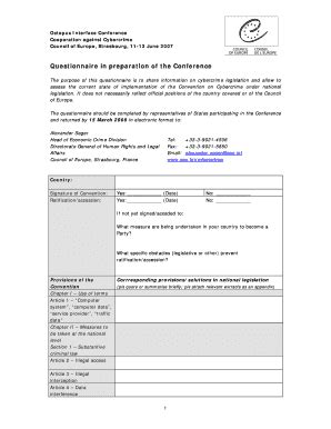 Fillable Online Questionnaire in preparation of the Conference ...