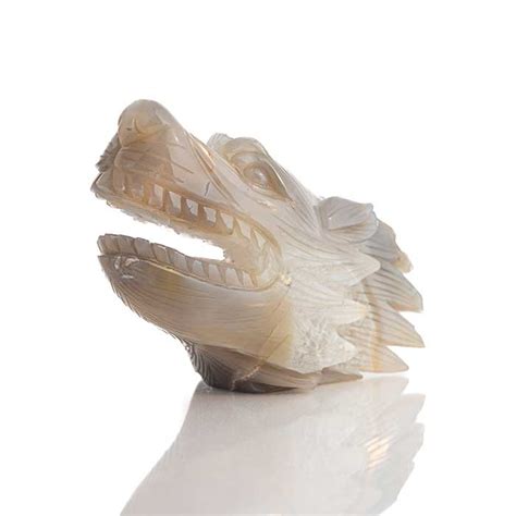 Rā Clear Quartz Wolf Face Carving – Ra The Studio