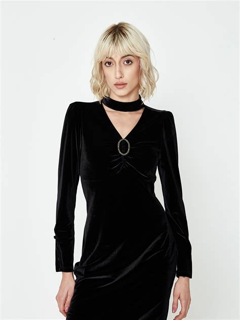 Black velvet maxi dress