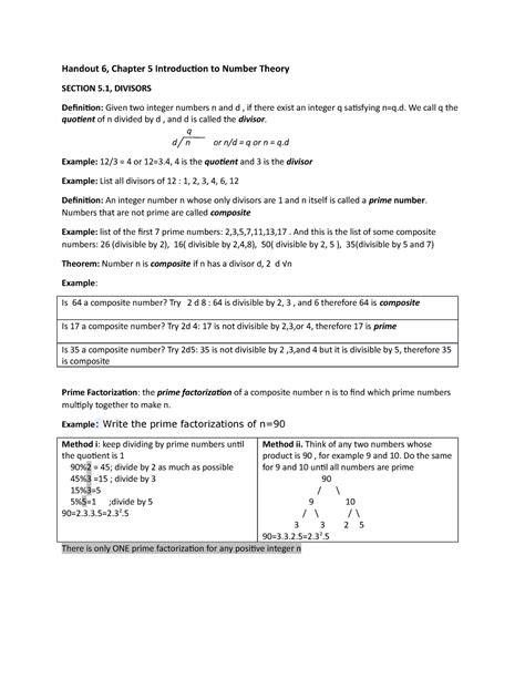 Handout 6 Chapter 5 Introduction to Number theory - Handout 6, Chapter 5 Introduction to Number ...