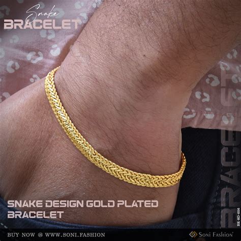 Snake Design Gold Plated Bracelet for Men - Style D656 – Soni Fashion