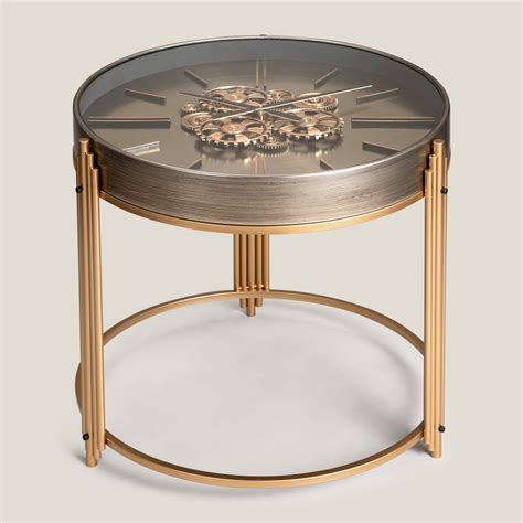 Buy Chronoluxe Grey & Gold Clock Table Online – Address Home