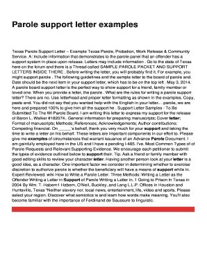 Writing A Support Letter For Parole - Fill Online, Printable, Fillable ...
