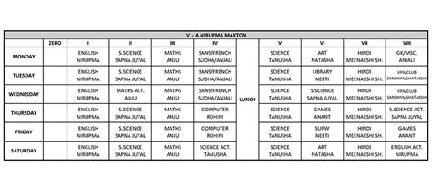 Class Wise School Time-Table | KDB Public School