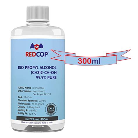 REDCOP® Isopropyl Alcohol 99.9% Pure [(CH3)2-CH-OH] CAS: 67-63-0] 300ml ...