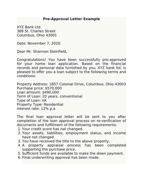 Free Printable Pre-Approval Letter Templates [PDF] & Mortgage & Loan