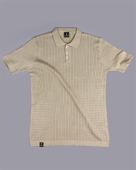 Potenza Clay Cream Knitted Cotton Polo T-Shirt – Hamercop