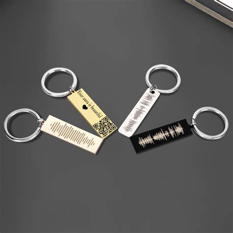 Buy Personalized QR Code With Sound Wave Keychain, Voicemail, Voice ...
