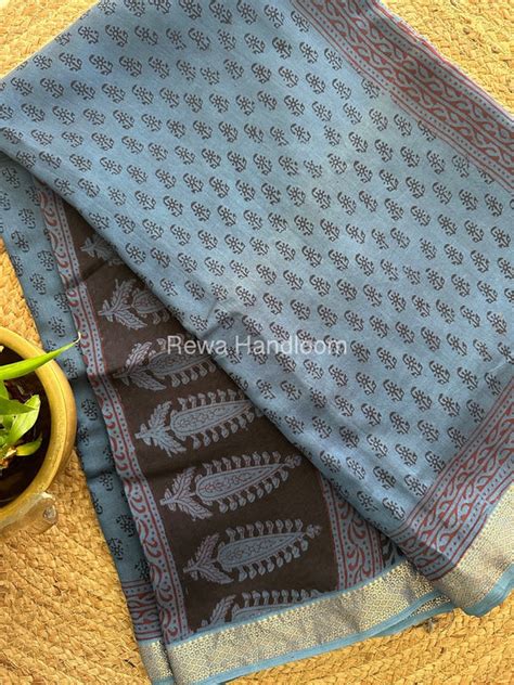 Buy Maheshwari Bagh Print Sarees online ~ Crafted by Rewa – Rewa Handloom