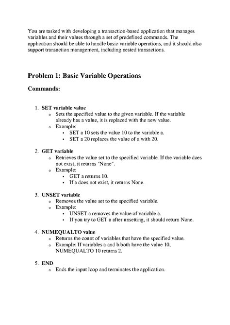 Zoho L3 Interview Questions: Variable Management & Transactions - Studocu