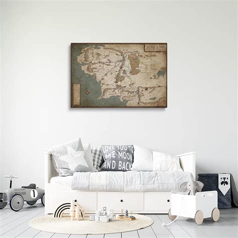 Buy Pavaieics Lord Of The Rings Map Of Middle Earth Canvas Wall Art ...