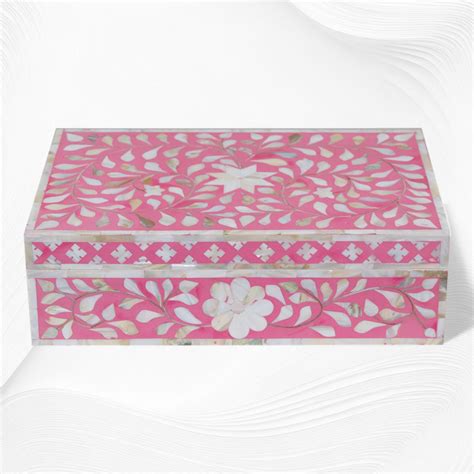 Floral Mother Of Pearl Inlay Box Pink – Luxury Handicrafts