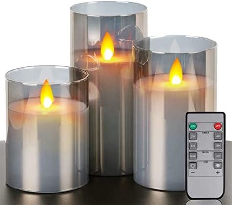 LTETTES LED Glass Cup Pillar Flameless Electric Candles | Flickering ...