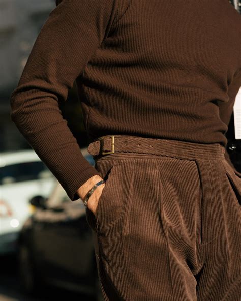 Men Corduroy Dress Pants Bespoke High Waist Regular Fit Double Pleated ...