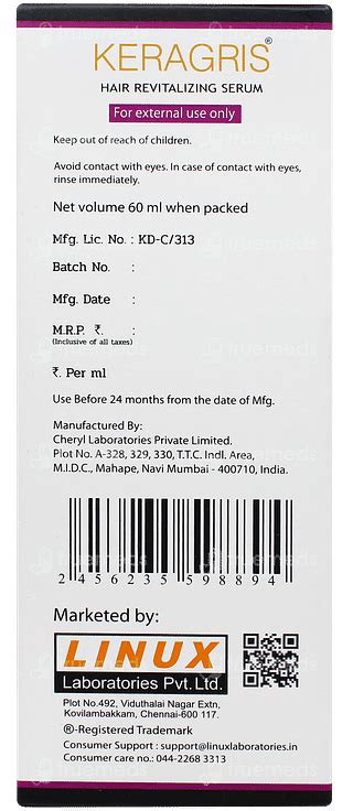 Keragris Hair Revitalizing Serum 60 Ml - Uses, Side Effects, Dosage ...