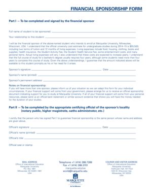 Fillable Online marquette Financial Sponsorship Form (PDF) - Marquette ...