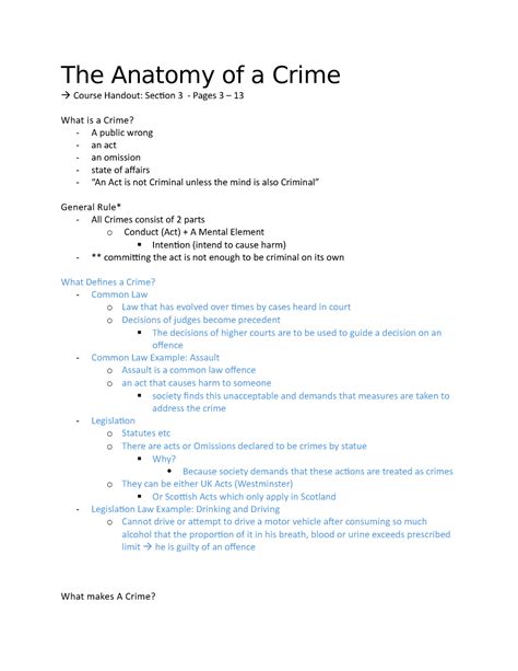 (W1) The Anatomy of a Crime - The Anatomy of a Crime Course Handout: Section 3 - Pages 3 – 13 ...
