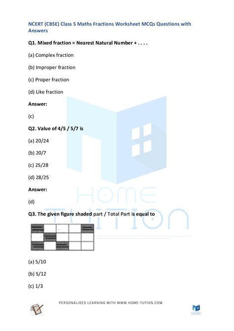 Image result for Maths Exercise Class 5 Fraction