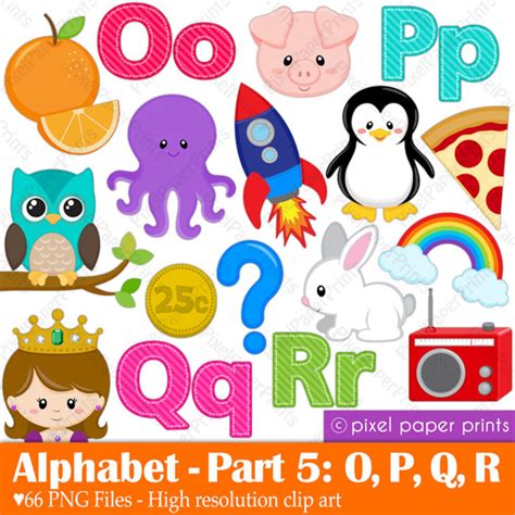 Alphabet Clipart Part 5 ABC Clip Art OPQR School Clip Art - Etsy