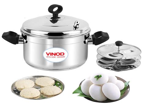 Vinod Classic Stainless Steel Idli Maker Cooker 4 Deep Plates ...