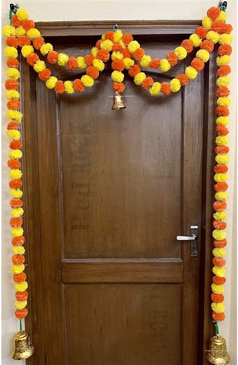 LAMANSH Artificial Marigold Fluffy Flowers Garlands Door Toran /Door H ...