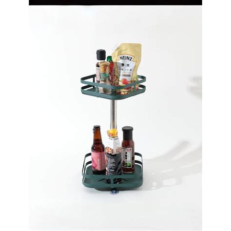 Buy UMAI Two Layer Revolving Kitchen Storage Organizer Rack Teal ...