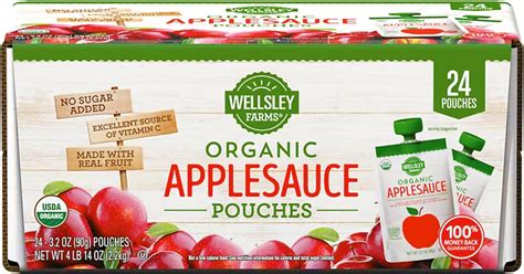 Amazon.com: Wellsley Farms Organic Applesauce Pouches, 24-Pack (3.2 oz ...