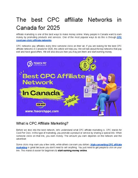 The best CPC affiliate Networks in Canada for 2025 - The best CPC ...
