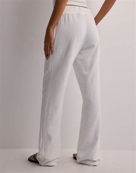Buy Nelly Low Waist Linen Pants - White | Nelly.com