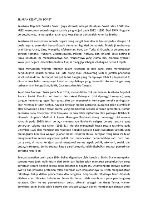 Sejarah kesatuan soviet | DOCX