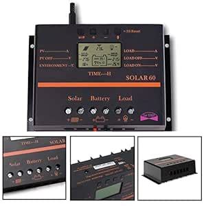 Sun YOBA 60A 12V 24V Solar Charge Controller with USB Port Solar Panel ...