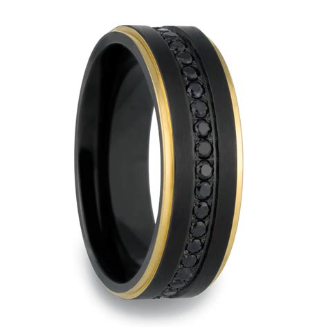 Black Gold Rings For Men Om Black Stone With Diamond Sophisticated