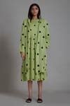 Buy Green Pure Linen Spade Motif Jacket Teen Patti Embroidered Anarkali ...