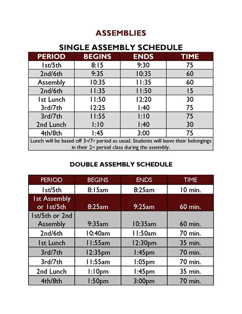 Bell Schedule | West Point Junior High
