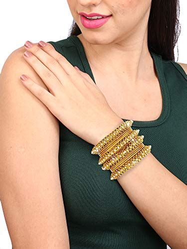 Buy Yellow Chimes Bangles for Women Golden Bangles Set Antique Look ...