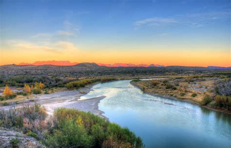 Overview of the Rio Grande at Dusk at Big Bend National Park, Texas ...
