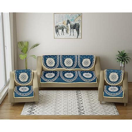 KREEVA Velvet Florida Floral 6 Piece 5 Seater Sofa slipcover and Chair ...