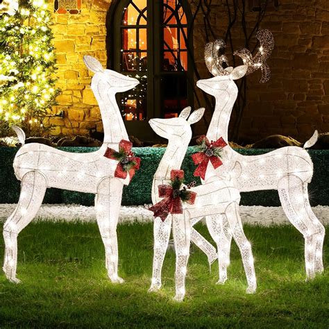 Amazon.com: Shintenchi 3-Piece LED Lighted Christmas Deer Outdoor Yard ...