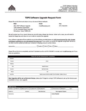 Fillable Online TOPS Software Upgrade Request Form - TOPS - Packaging ...