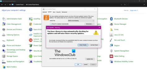 Image result for Java Control Panel Check Update Grayed Out