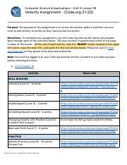 Image result for Lesson 18 Velocity Code.org Answers