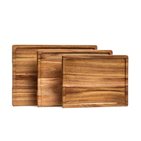SMIRLY Wood Cutting Board, Bamboo Cutting Board Set, Chopping Board and ...
